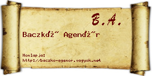 Baczkó Agenór névjegykártya